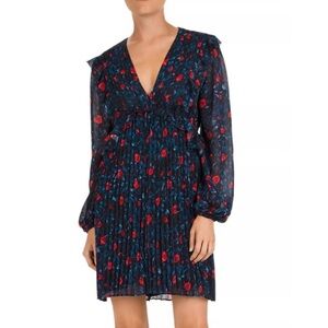 The‎ Kooples Poison Roses Pleated Floral Mini Dress